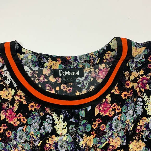 Anthropologie Rdalamal Black Floral Top Blouse Size 12 Long Sleeves - Picture 6 of 9